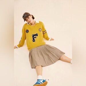 Free People x Found Arrow-Wood Varsity Knit Sweater